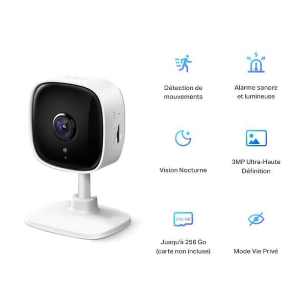Inomhus WiFi övervakningskamera - TP-Link Tapo C110 - HD 2K 3MP - Rörelsedetektering - Night Vision