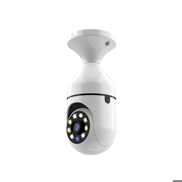 Inomhus och utomhus WiFi-övervakningskameror, 360 graders roterande panoramautsikt mot mörkerseende trådlös WIFI-lampkamera