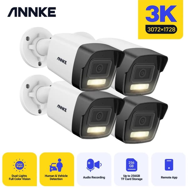 8MP 4K Säkerhetskamera, Avancerad Rörelsedetektering, IP67 Vattentät,1 dator I91DL