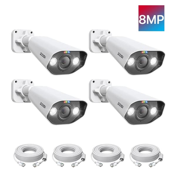 4K Poe Säkerhetskamera, 8MP Ultra HD, Nattvisionslägen,4 stycken 8MP-kameror
