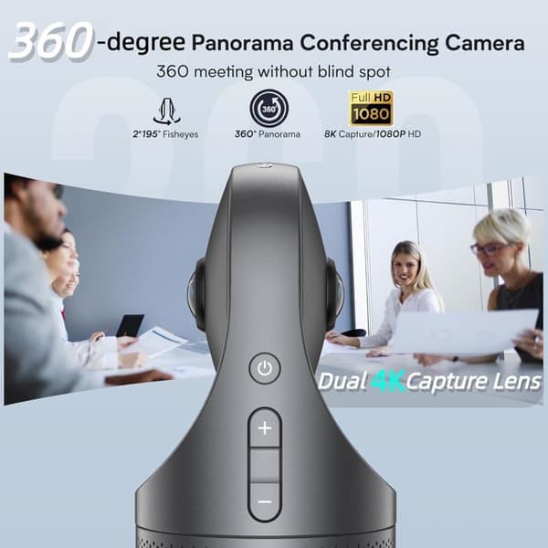 KanDao Meeting Pro videokonferenskamera, 360 graders HD 1080P onlinemöteskamera, hybrid mötesrumskamera med