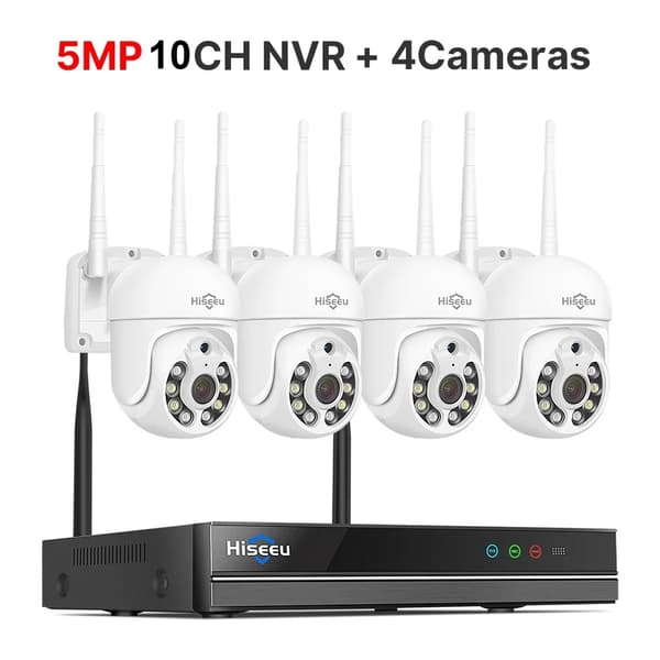 Trådløst Sikkerhedskamerasystem, 10CH NVR, Humanoid Detektion,Ingen, 3MP PTZ System3MP PTZ System