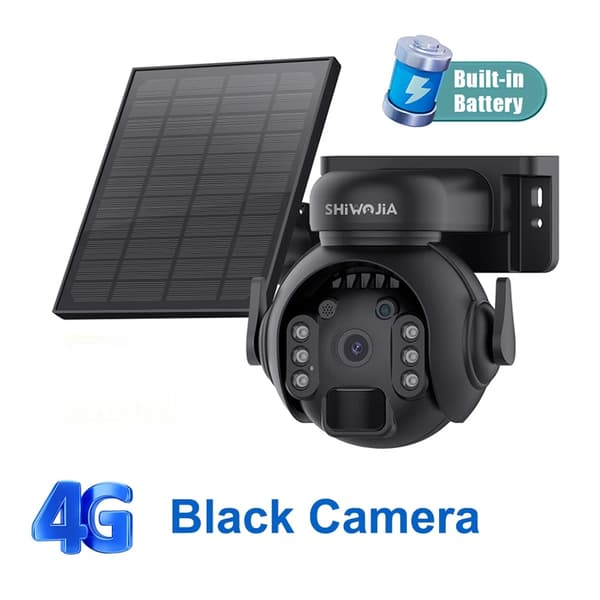 4G Aurinkovoimalla toimiva turvakamera, 5MP HD-tarkkuus, 360° katselukulma,Musta 4G KAMERA