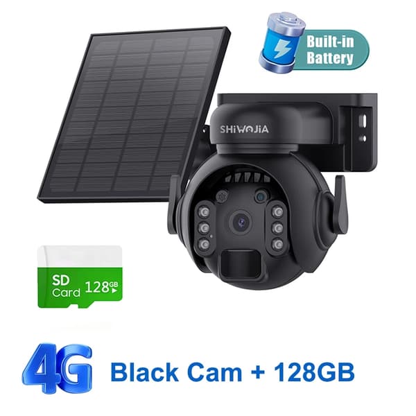 4G Aurinkovoimalla toimiva turvakamera, 5MP HD-tarkkuus, 360° katselukulma,Musta 4G KAMERA