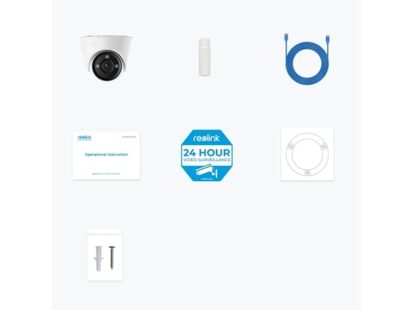 Reolink P434, IP-sikkerhetskamera, Inne & Ute, Koblet med ledninger (ikke trådløs), Google Assistant, Tak, Hvit