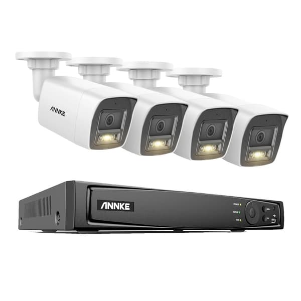 12MP Sikkerhedskamerasystem, Indbygget Mikrofon, PoE & IP67 Vandtæt,4 stk. 12MP type 2, Ingen