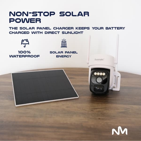 Sunmatic 2K Övervakningskamera med Batteri och Solpanel | Wifi Kamera för  Utomhusbruk | Nattseende | Vattentät | TF-lagring och App | Smart Rörelsede