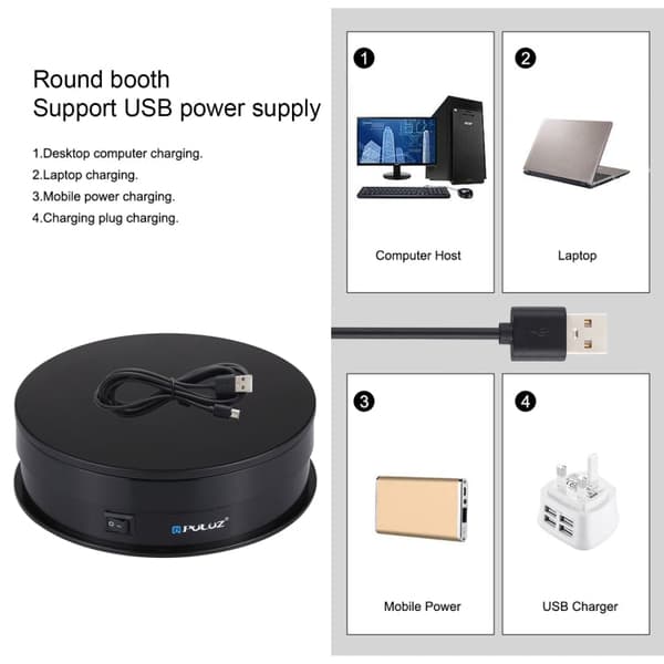 Videointialusta 15cm USB 1-5kg (Black)