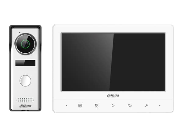 Dahua 4-Wire Series KTA02 - Video Intercom Kit - IP intercom station with monitor - med kamera - hvit, sølv Hvit