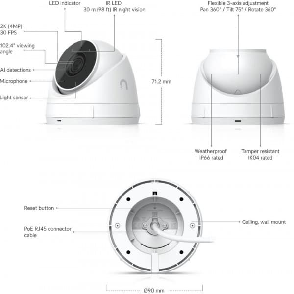 UbiQuiti Unifi G5 Turret Ultra valvontakamera ulko- ja sisäkäyttöön