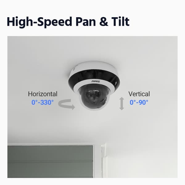 PTZ Sikkerhedskamera, 4MP Super HD Opløsning, 4X Optisk Zoom, Nattesyn op til 20 meter