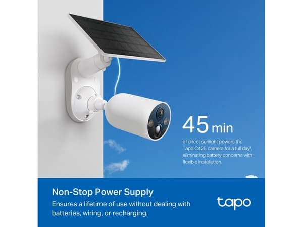 TP-Link Tapo C425 KIT, IP-säkerhetskamera, Utomhus, Trådlös, Innertak/vägg, Vit, Bullet (shape)