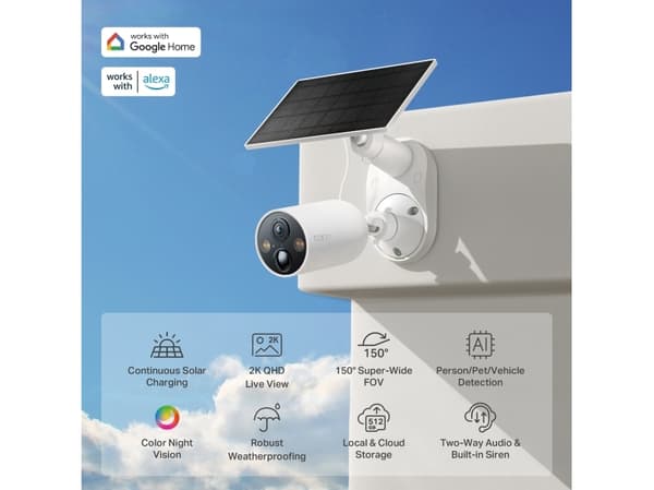 TP-Link Tapo C425 KIT, IP-säkerhetskamera, Utomhus, Trådlös, Innertak/vägg, Vit, Bullet (shape)