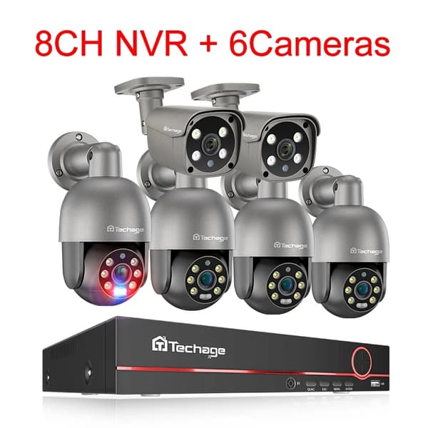 8CH POE Sikkerhedskamera System, HD 5MP Opløsning, Menneskeopdagelsesfunktion,Ingen, 8CH NVR 6 Kamera A