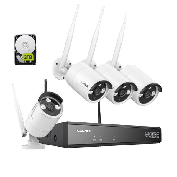 SANNCE 5MP Wifi Overvågningskamera, To-Vejs Lyd, Nattesyn op til 100ft,6STK 1TB