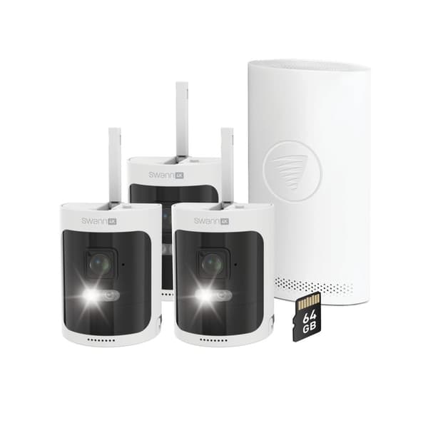 Swann Allsecure4K™ 3-Pack Trådlöst Övervakningskamerasystem inkl 64GB SD Card Hub