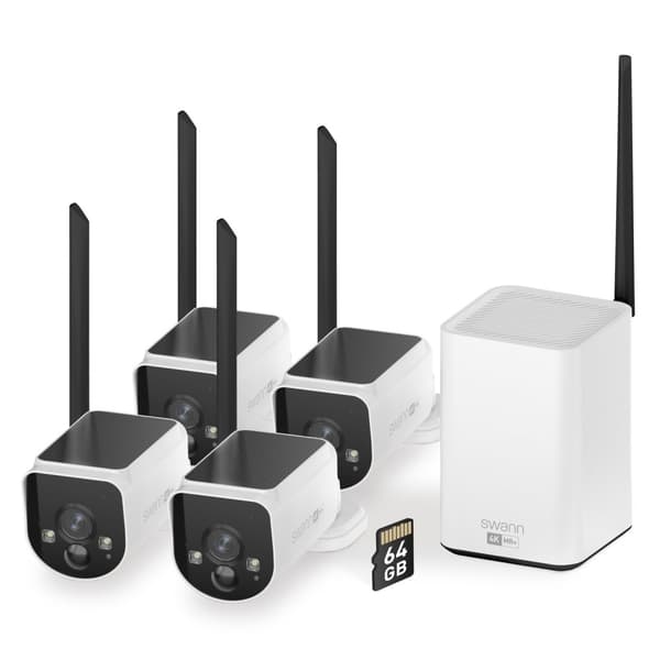 Swann MaxRanger4K™ Solar 4-Pack Camera Wireless Security System inkl 64GB SD Card Hub