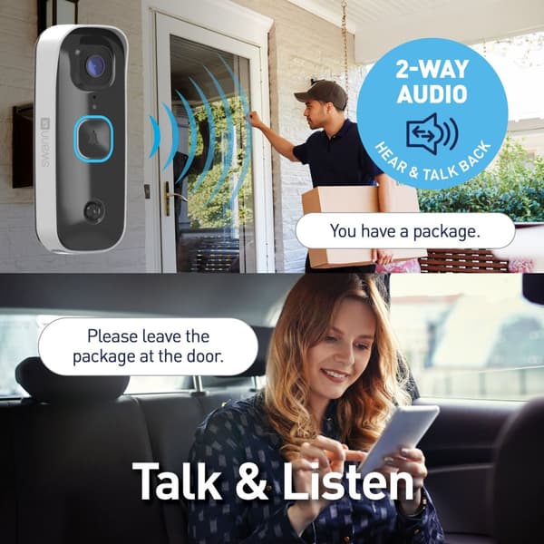 Swann Buddy4K Video Doorbell with SwannShield AI Voice Assistant and Chime