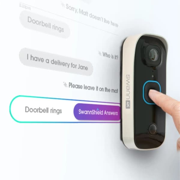 Swann Buddy4K Video Doorbell with SwannShield AI Voice Assistant and Chime