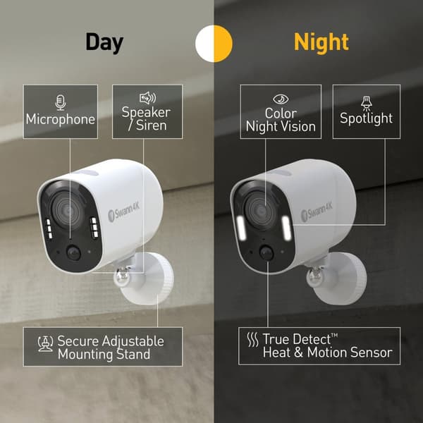 Swann Xtreem4K Wireless Security Camera with 2-Way Talk, Siren & Heat + Motion Detection