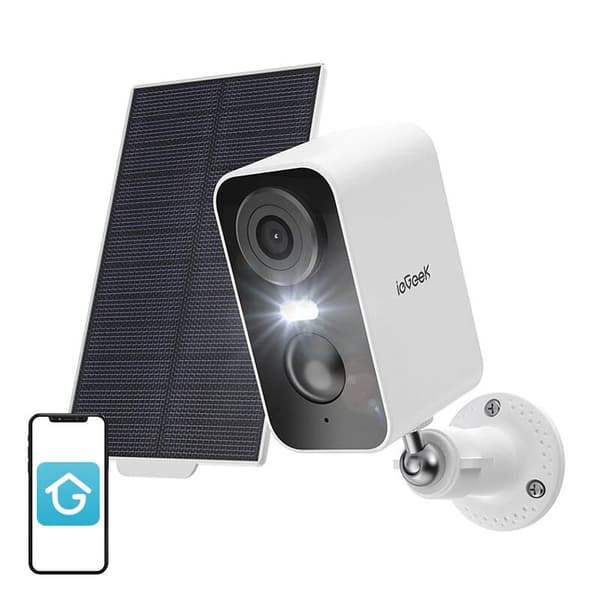 Trådløst 3MP WiFi utendørskamera ieGeek ZS-GX3S hvit med solcellepanel