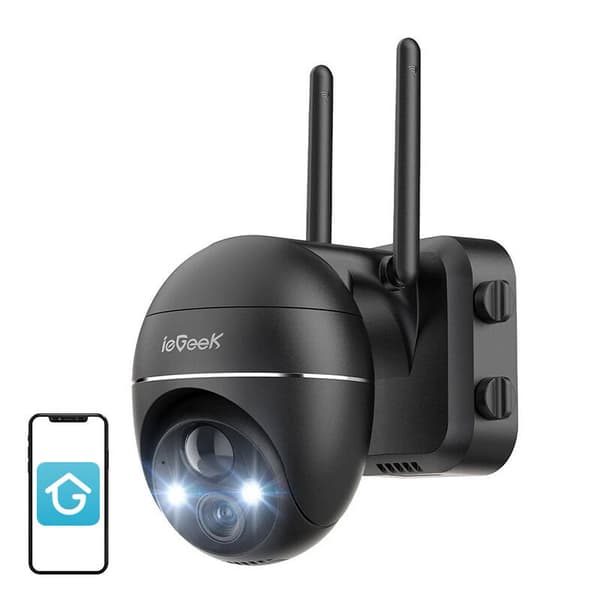 Trådløst 3MP WiFi utendørskamera ieGeek ZS-GX1S svart 5200mAh