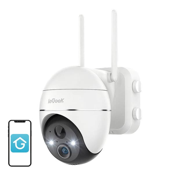 Trådløst 3MP WiFi utendørskamera ieGeek ZS-GX1S hvit 5200mAh