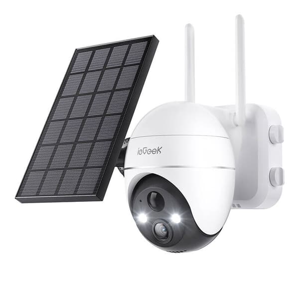 Trådløst 5MP WiFi udendørs kamera ieGeek ZS-GX4S hvid med solpanel
