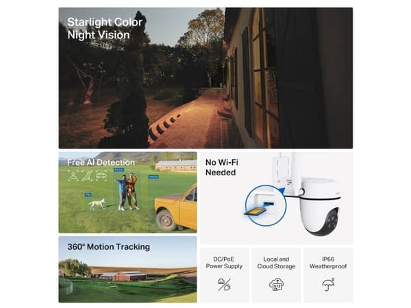 TP-Link TAPO C501GW, IP-säkerhetskamera, Utomhus, Trådlös, 20 m, Extern, Vägg