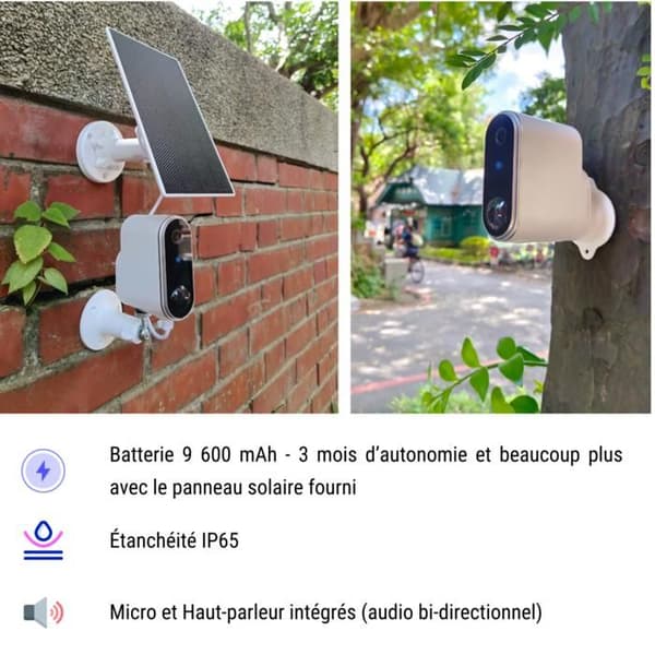 Trådlös utomhusövervakningskamera med solpanel Konyks Camini Air 2 Solar