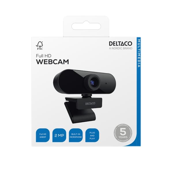 W-100 Webcam, 1080p 1920x1080 2MP, built-in mic, 2 m cable