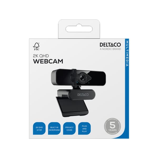 W-200 Webcam, 2K 2560x1440 3.7MP, built-in mic,  2 m cable