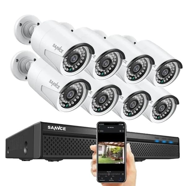SANNCE NVR Övervakningskamerasystem, 8MP Video Upplösning, 8CH POE Stöd,4T, 8MP 4st Kamera
