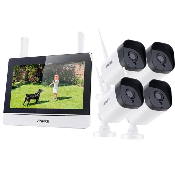 SANNCE Trådløst NVR Kit, 4 stk. 3MP Kameraer, 7" LCD Skærm,2T, 4CH NVR 2 stk. kamera