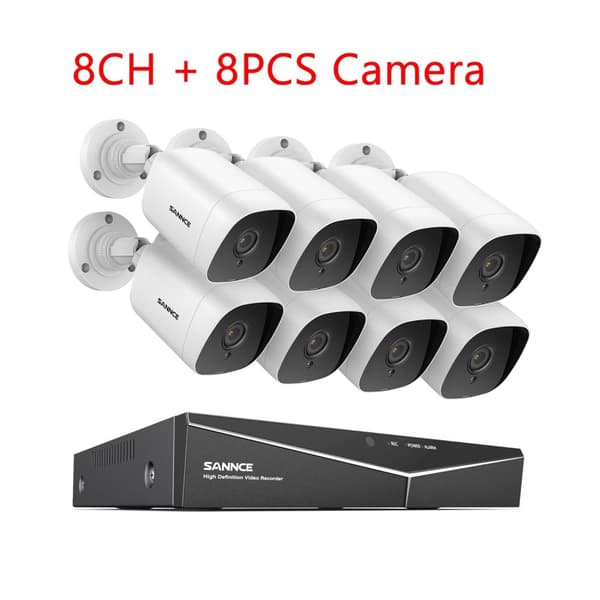 SANNCE 8CH DVR CCTV-system, 5MP upplösning, rörelsedetektering,1080P 8PCS DVR Kit-a, 2T