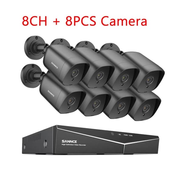 SANNCE 8CH DVR CCTV -järjestelmä, 5MP resoluutio, liiketunnistus,1080P 8PCS DVR -paketti, 2T