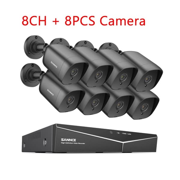 SANNCE 8CH DVR CCTV-system, 5MP upplösning, rörelsedetektering,1080P 8PCS DVR Kit-a, 2T