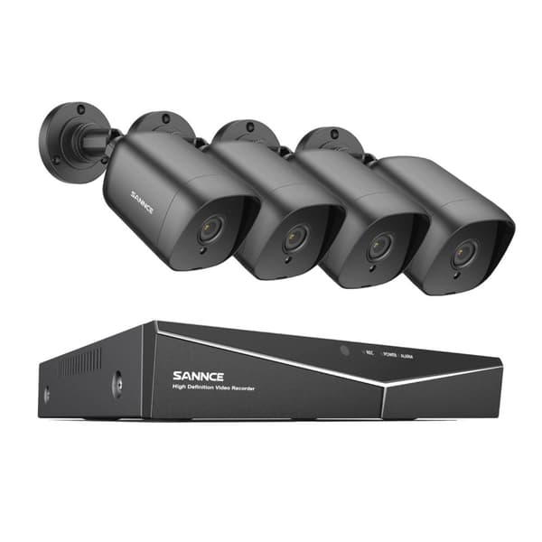 SANNCE 4CH DVR CCTV-system, 4 stk. 2MP vandtætte kameraer, 1080P HD-optagelse,4CH 4PCS DVR Sæt, 2T