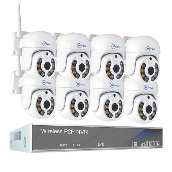 Trådlöst CCTV-system, 10CH NVR, AI-mänsklig detektion,10CH 5MP med 2 PTZ, 2T