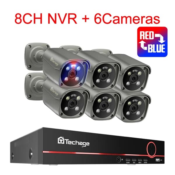 4K Sikkerhedskamera System, To-Vejs Lyd, Farve Natvision,3T (udendørs sport), 8CH NVR 8PCS Kamera