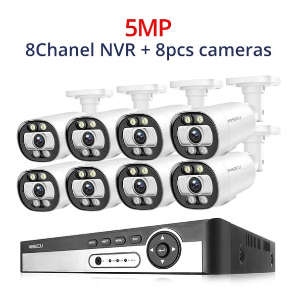 8CH NVR Sikkerhedskamera System, 4K Opløsning, AI Menneske Detektion,3T (udendørs sport), 8CH NVR 8PCS CAM 8MP