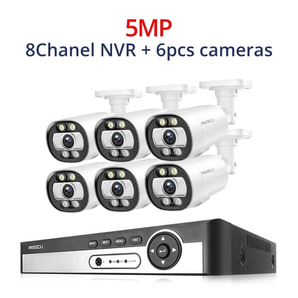 8CH NVR Sikkerhedskamera System, 4K Opløsning, AI Menneske Detektion,3T (udendørs sport), 8CH NVR 8PCS CAM 8MP