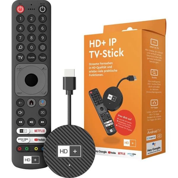 HD Plus IP TV-sticka med fjärrkontroll Svart