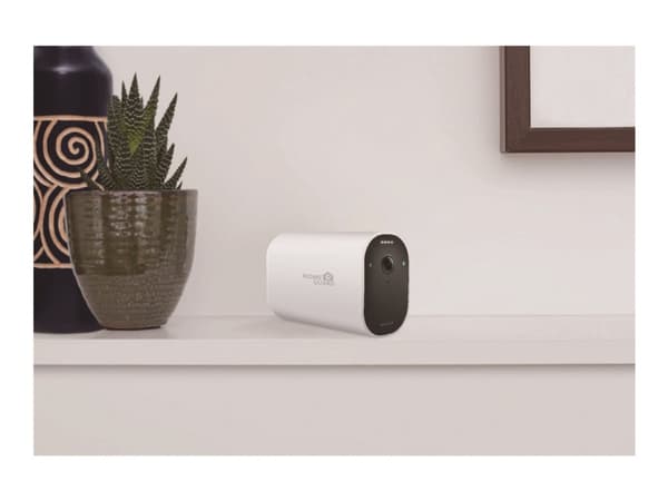 HOMEGUARD Smart Deterrence - Nettverksovervåkingskamera - innendørs, utendørs - værbestandig - farge (Dag og natt) - 4 MP - 2560 x 1440 - 2K - fastfo