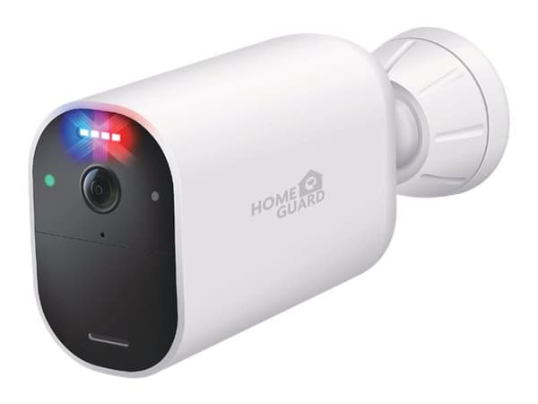 HOMEGUARD Smart Deterrence - Nettverksovervåkingskamera - innendørs, utendørs - værbestandig - farge (Dag og natt) - 4 MP - 2560 x 1440 - 2K - fastfo