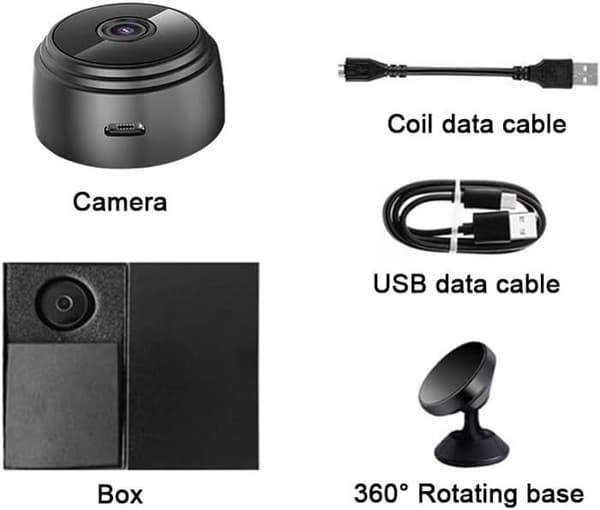 Mini kamera, övervakningskamera 1080p WiFi med rörelsedetektering, nattsyn, övervakningskamera [A1]