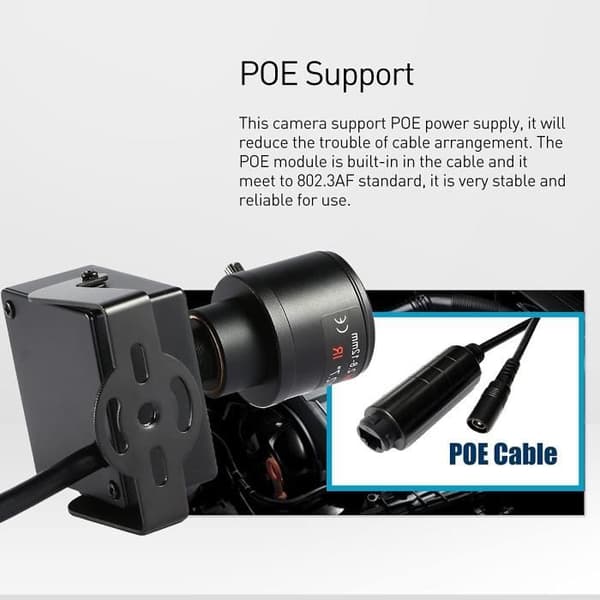 Revotech Mini 3MP POE IP Kamera, Manuell Zoom 2,8-12mm, PoE-driven, Hemsecurity CCTV Kamera