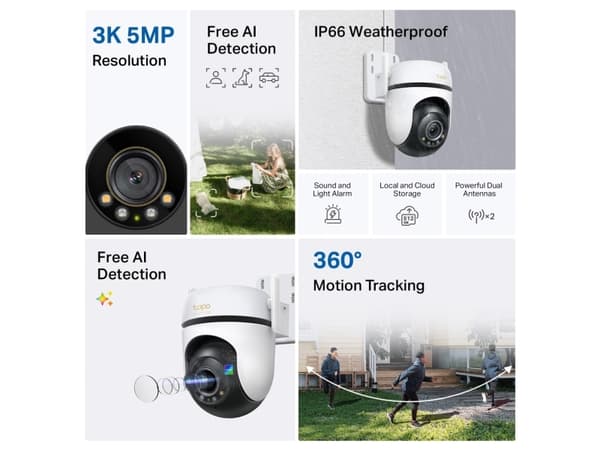 TP-Link TAPO C530WS, IP-säkerhetskamera, Utomhus, Kabel & Trådlös, 29,9 m, Extern, Vägg
