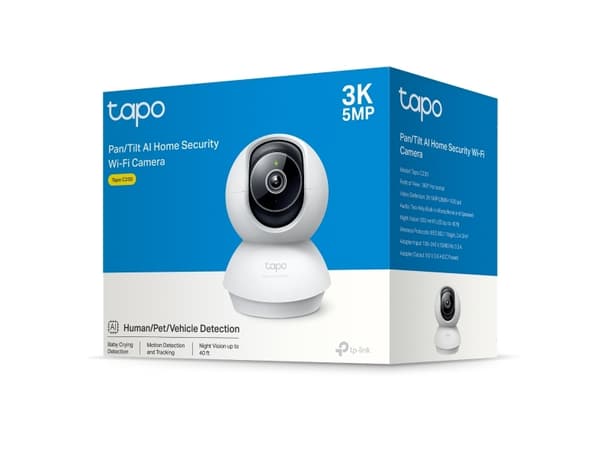 TP-LINK | Pan/Tilt AI Home Security Wi-Fi-kamera | Tapo C230 | Pöytä- tai kattokiinnitys | 5 MP | 4mm/F2.0 | H.264 | Micro SD, max. 512 GB | Valkoine