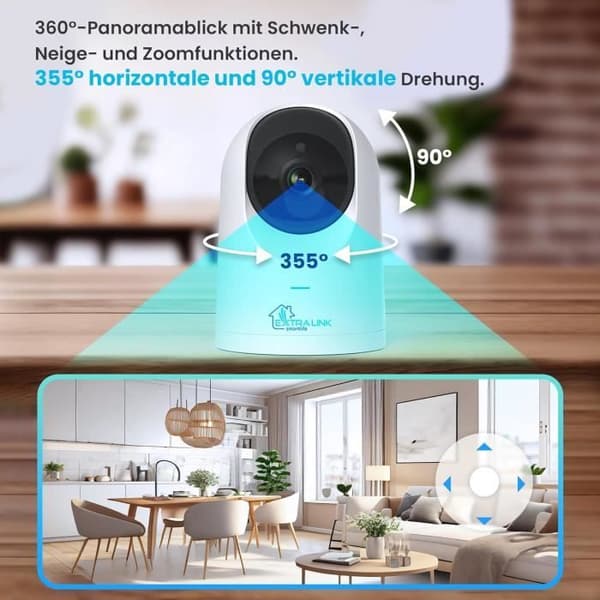 EXTRALINK Smart Life HomeEye Kameraövervakning WiFi, IP Kamera, Inomhuskamera PTZ, 4MP